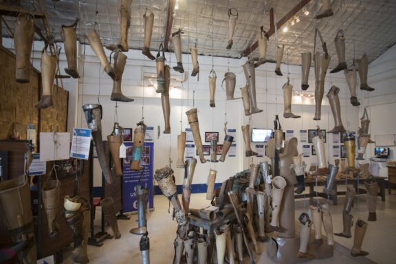 Prosthetic Limbs Display at Visitor Center COPE Visitor Center, dedicated to raising awareness about unexploded ordnances (UXOs)