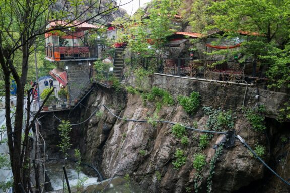 Riverside Cafes in Darband, Tehran Darband north tehran iran april 27 2018: darband village in