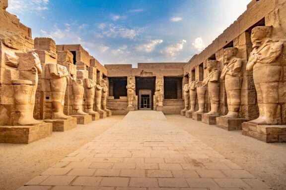 A view of the interior of Karnak Temple near Luxor, Egypt.