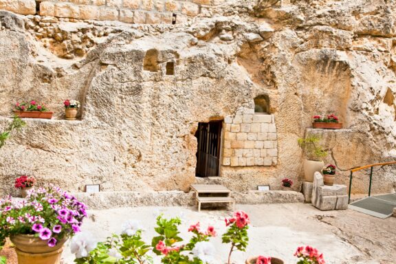 The Garden Tomb, identified in the 19th century, a significant site of Christian reverence outside Jerusalem's Old City walls