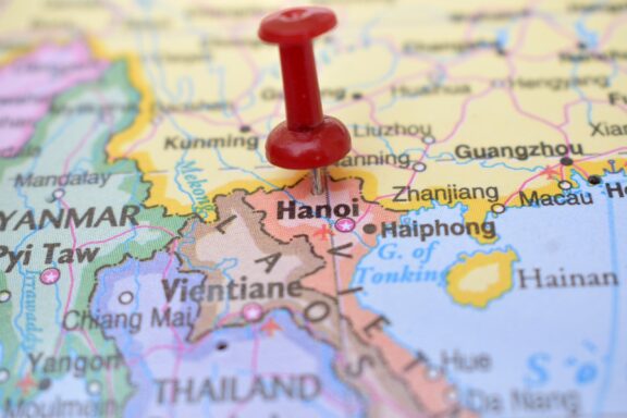 Map with Pin on Hanoi Location Location of Hanoi