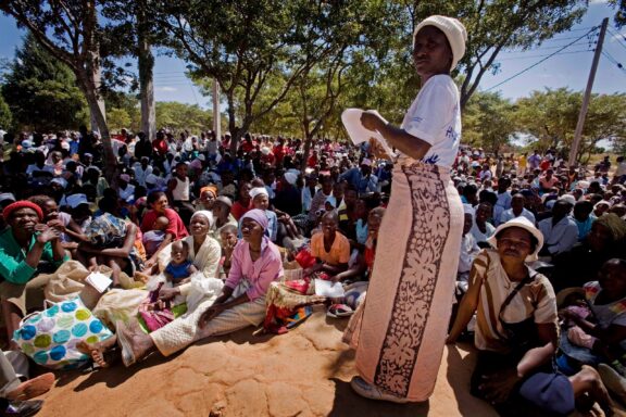 Community Worker Addressing a Gathering in Harare Community worker in Harare
