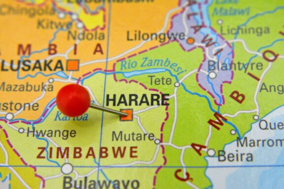 Map with Pin on Harare, Zimbabwe Location of Harare, Zimbabwe