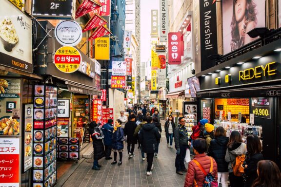 Hongdae Street, known for its youthful atmosphere, trendy fashion, music, and art