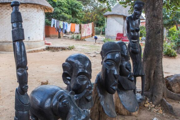 Wooden handcrafted items in Kabwata Cultural Village