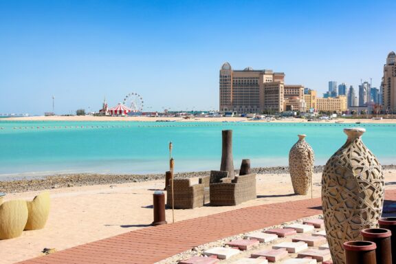 Katara Beach, a popular beach that offers recreational activities and traditional Qatari experiences