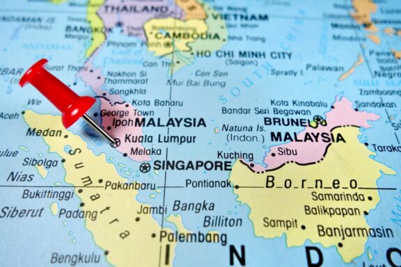 Red Pin on Kuala Lumpur Map Location Location of Kuala Lumpur, Malaysia, and its neighboring cities and countries