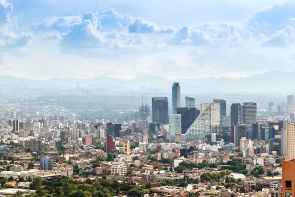 Panoramic View of Mexico City Skyline The broad landscape of Mexico City