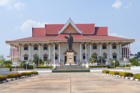 Facade of Lao National Museum Building Lao National Museum, showcasing the country's history, from prehistoric times to modernity.
