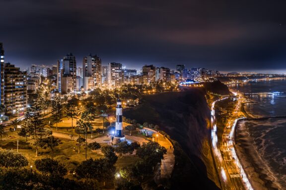 Lima Cityscape at Night Skyline of Lima at night