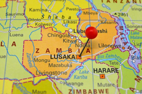 Location of Lusaka, Zambia