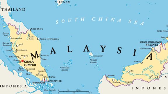 Map of Malaysia Highlighting Major Cities and Borders Kuala Lumpur, the capital city of Malaysia.