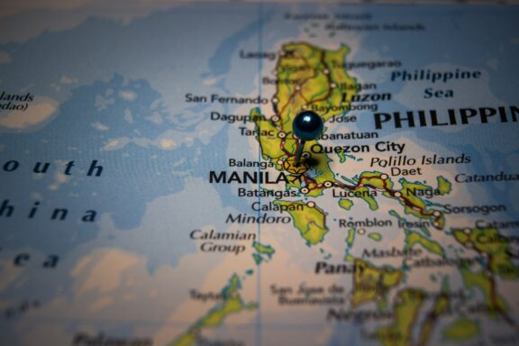 Manila's location pinned on the geographical map