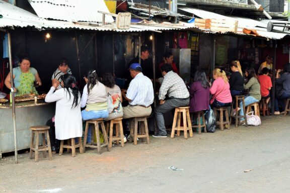 Locals dining at Mercado Cuatro