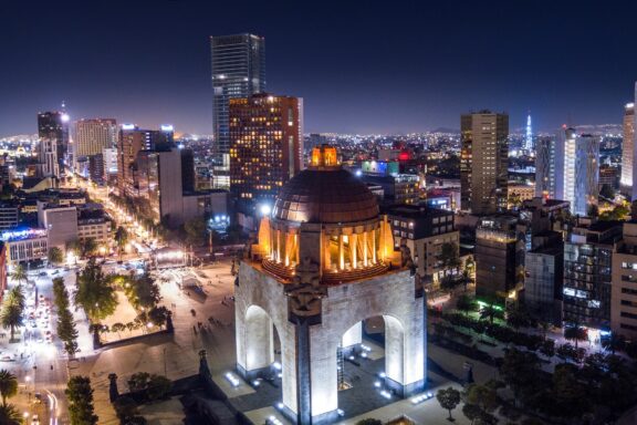 Cityscape of Mexico City at night