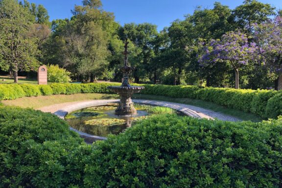 Fountain in Botanical Garden Montevideo Botanical Garden, a peaceful sanctuary of plant life
