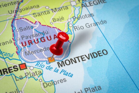 Location Pin on Montevideo Map Close-up location of Montevideo, Uruguay