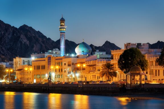 Muttrah Corniche, a picturesque waterfront promenade lined with historical buildings