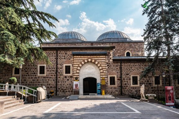 Museum Entrance with Stone Facade and Domes Museum of Anatolian Civilizations
