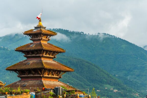 Five-Story Pagoda-style Nyatapola Temple in Bhaktapur, Nepal The five-story Nyatapola Temple, dating back to 1702