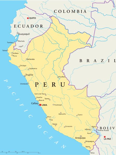 Map of Peru with Bordering Countries Lima, the capital city of Peru