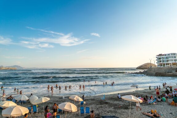 Sunset at Punta Hermosa Beach, a popular spot for swimming and relaxation