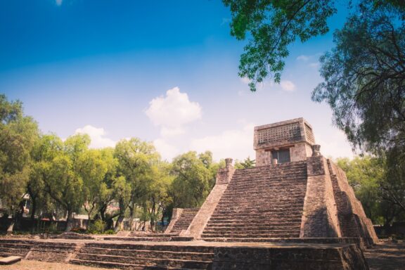 Pyramid of Santa Cecilia Acatitlan under Blue Sky The Pyramid of Santa Cecilia Acatitlan