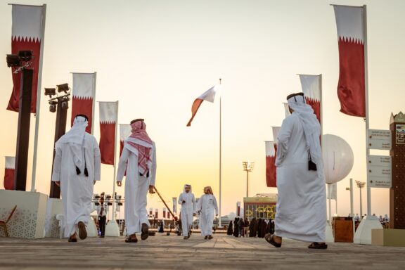 Local Doha men, during National Day celebration, celebrated on December 18th