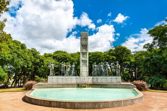 Monument and Reflecting Pool in a Park José Enrique Rodó Monument