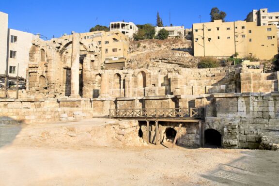 Ancient Roman Nymphaeum Ruins in Amman Nymphaeum Roman in Amman, dating back to the 2nd century AD