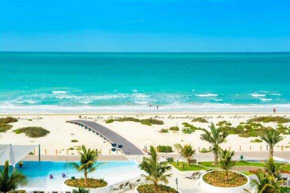Tropical Beach Resort View The Beach on Saadiyat Island, a pristine natural beach stretching for several kilometers