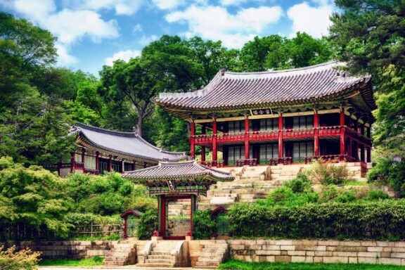 Traditional Korean Pavilion in Changdeokgung Palace Garden The Huwon Secret Garden within the Changdeokgung Palace