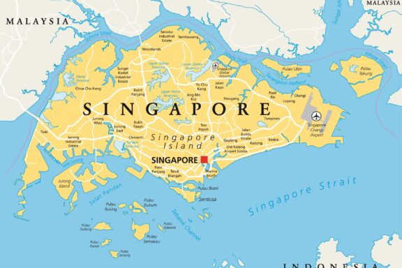 Map of Singapore Highlighting Main Island and Surrounding Area Map of Singapore
