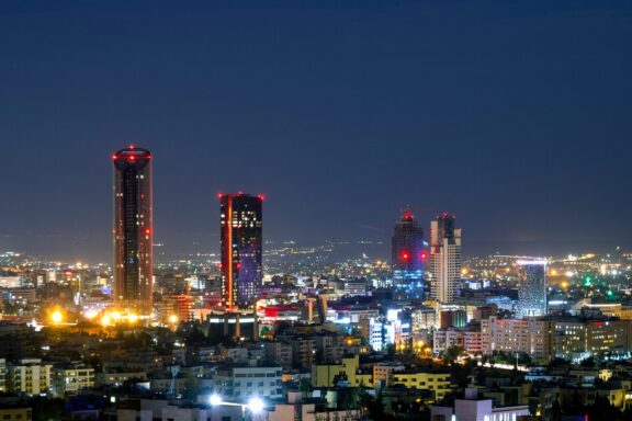 Amman Skyline at Night Abigail Business District in Amman, a hub for corporate activities