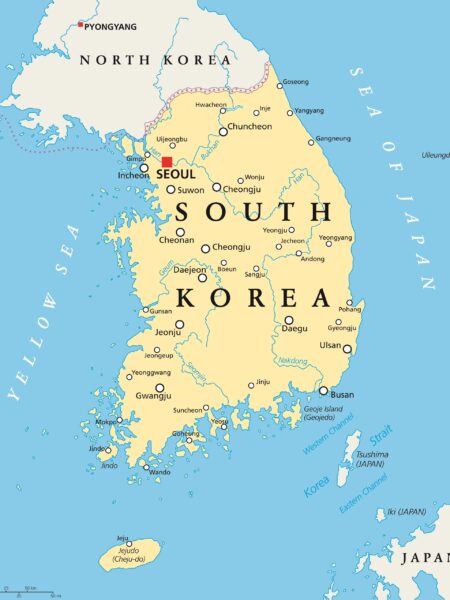 Map of South Korea Seoul, the capital city of South Korea