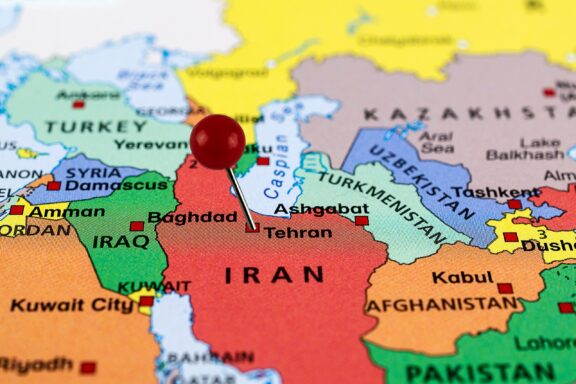 Location Pin on Tehran Map Pinned location of Tehran, Iran, and its neighboring countries and capitals
