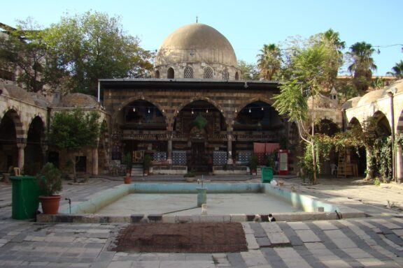 Courtyard of Tekkiye Mosque with Fountain The tekkiye mosque or sultan selim mosque turkish: selimiye camii