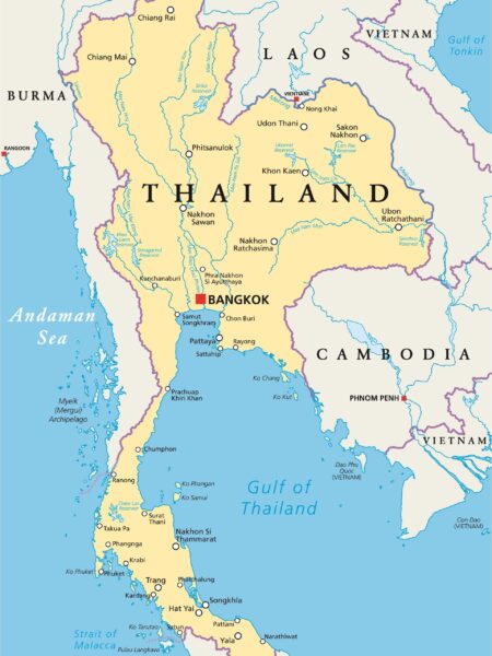 Map of Thailand Highlighting Bangkok Bangkok, the capital city of Thailand
