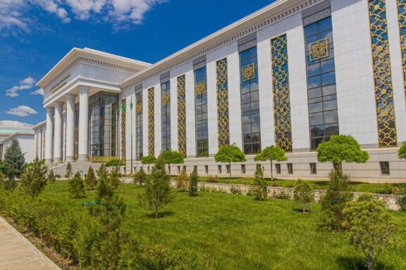 One of the buildings of Turkmen State University, established on January 17, 1950