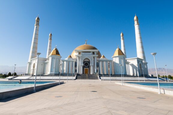 The Turkmenbashi Ruhy Mosque, considered one of the largest mosques in Central Asia