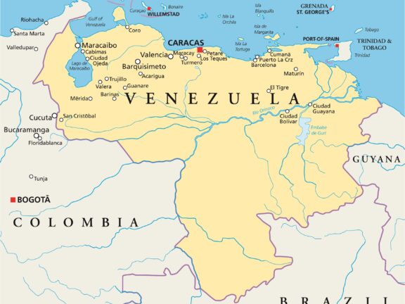 Map of Venezuela with Surrounding Countries Caracas, the capital city of Venezuela