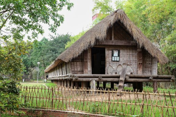 Traditional Stilt House at Vietnam Museum of Ethnology Replica of a traditional tribal house at the Vietnam Museum of Ethnology