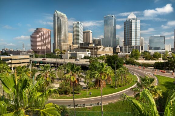 A view of downtown Tampa’s skyline in Hillsborough County, Florida.