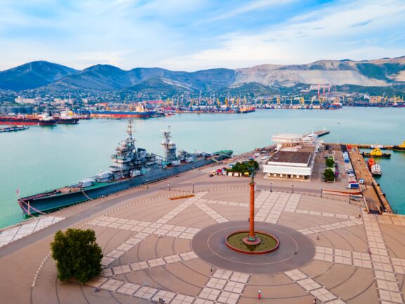 The port of Novorossiysk in Russia, one of the biggest Black Sea countries.