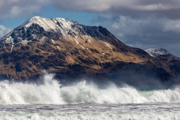 Powerful waves crash near Adak Island in the Andreanof Islands