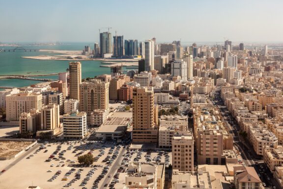 Aerial view over the city of manama kingdom of bahrain