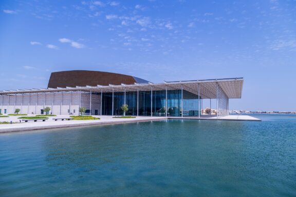 Bahrain National Theater, one of the largest theaters in the Arab world, highlights Bahrain's commitment to the arts