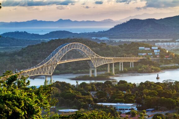 Bridge of the Americas at Dusk Bridge of the Americas, completed in 1962, connects Central and South America