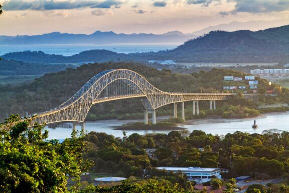 Bridge of the Americas, completed in 1962, connects Central and South America