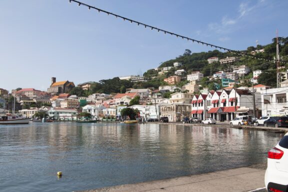 The Carenage, surrounded by 19th-century warehouses converted into restaurants and shops